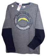 Chargers Los Angeles SD Long Sleeve Tee Shirt Gray with Blue Sleeves  3XL - $25.96 CAD