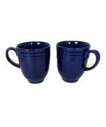 Navy Blue Ribbed Coffee Mugs Lot 2 China Dishwasher Microwave Safe - $659.71 MXN