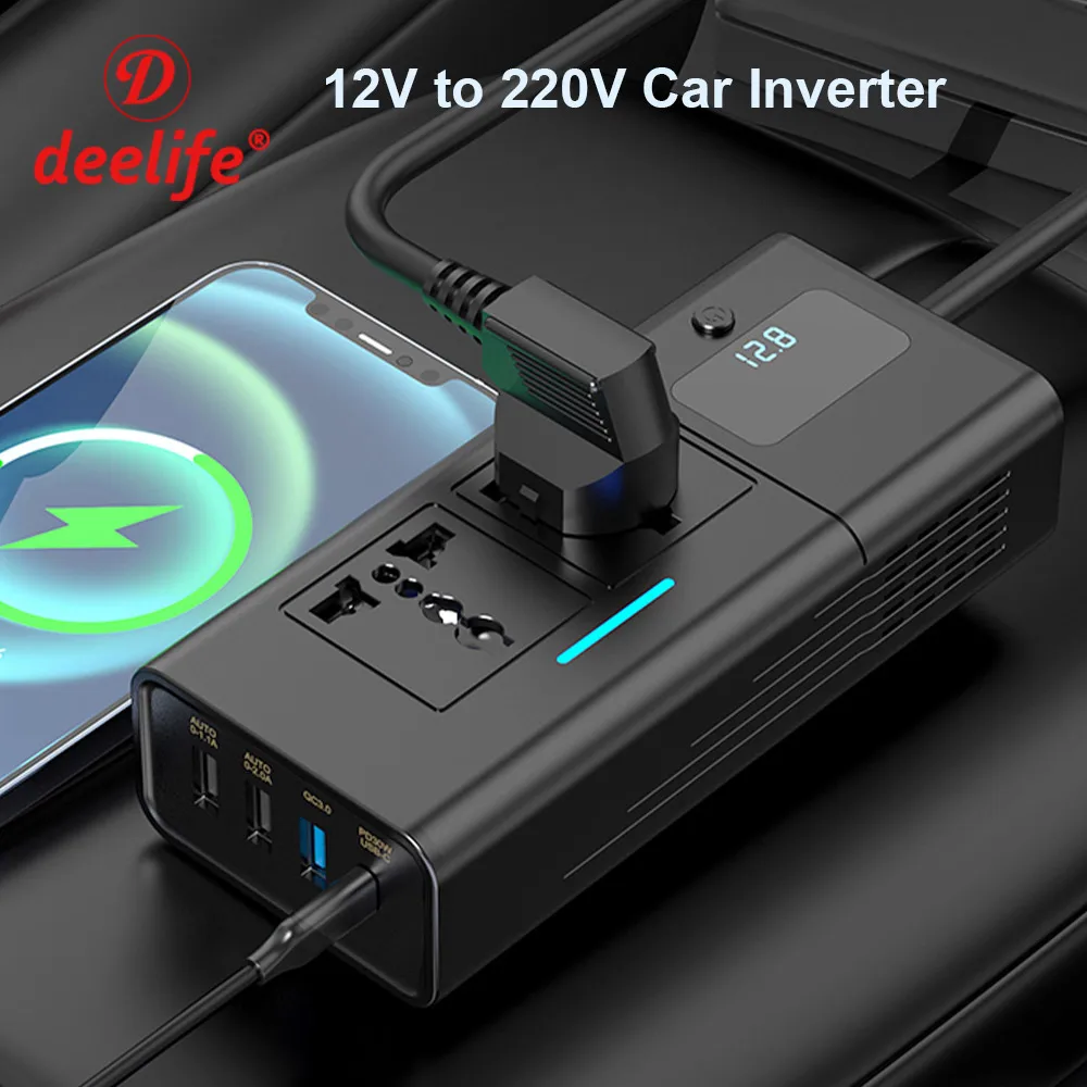 Deelife Car 220v Inverter 12 to 220 Voltage Power Converter 200W for 12V - £30.72 GBP
