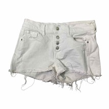 Old Navy Boyfriend Shorts Mid Rise Distressed White Shortie Women&#39;s Casual - £9.10 GBP