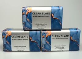 3x Bath &amp; Body Works Men&#39;s Collection Shea Butter Cleansing Bar Soap Clean Slate - £20.08 GBP