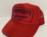 Vintage Ferrari  Trucker Hat adjustable Summer Solid Red Cap Racing Hat - $17.56