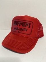 Vintage Ferrari  Trucker Hat adjustable Summer Solid Red Cap Racing Hat - $17.56