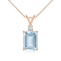 ANGARA 2.07 Ct Emerald-Cut Aquamarine Solitaire Pendant with Diamond in ... - $863.10