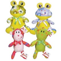 Fleece Cuddlers Soft Plush Dog Squeak Toys 7&quot; - Choose Color &amp; Monkey or Frog - £6.70 GBP+