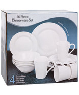 White Porcelain China 16  Piece  Dinnerware Set   - £159.93 GBP