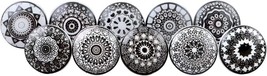 Set of 10 Beautiful Ceramic Black Wheel Flat Knobs Pulls USA SELLER FAST... - £12.57 GBP