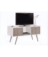 Hodedah Retro Style Tv Stand In White With Two Doors For Storage And Sol... - $144.99