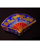 Antique Japanese Enamel ring Box - Asian trinket - Fan Oriental Ring cas... - $65.00