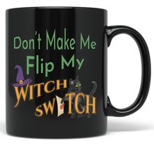 PixiDoodle Black Cat Witch Coffee Mug - Fall Witches Hat Halloween Witch Switch  - £20.26 GBP+