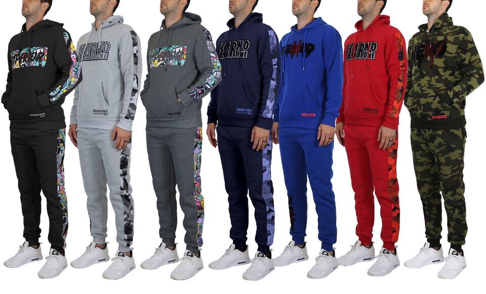 Men's Fleece Lined Hoodie & Jogger Sweatpants Set Activewear Lounge (S-2XL)
