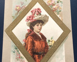 Woman In Flowered Hat Victorian Trade Card VTC 8 - £5.46 GBP