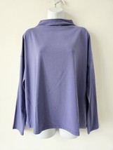 Nwt Eileen Fisher Viola Purple Stretch Jersey Funnel Neck Long Sleeve Top Large - £79.62 GBP