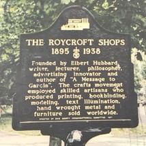 The Roycroft Shops Historical Marker Vintage Postcard 1980s Sinclair Lewis Stamp - $12.96