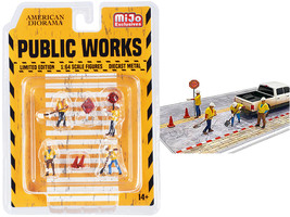 &quot;Public Works&quot; 7 piece Diecast Set (4 Figurines and 3 Accessories) for 1/64 Scal - £22.25 GBP