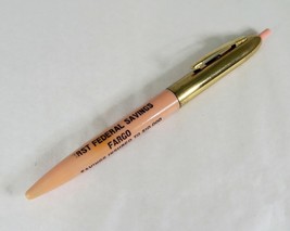 Vintage Advertising Ballpoint Pen Pink &amp; Gold First Federal Savings Farg... - $180.80 MXN