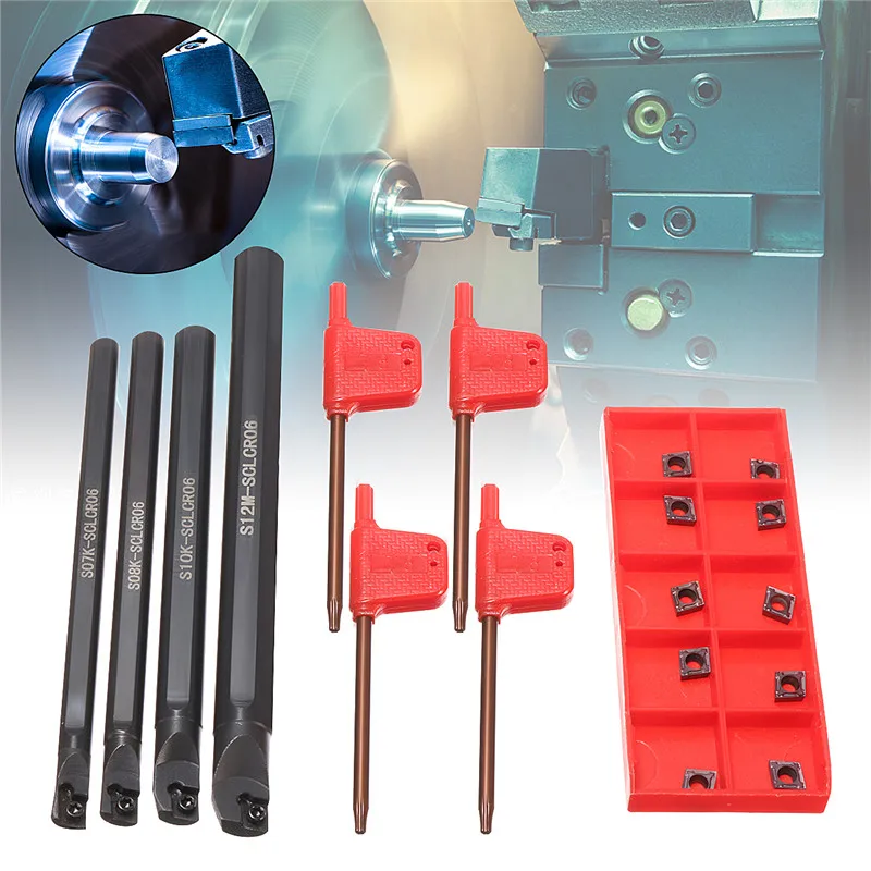 4 Set of 7/8/10/12mm SCLCR Lathe Boring Bar Tool Holder +10pcs CCMT 0602... - $5,257.19 MXN