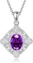 Mothers Day Gifts for Mom Wife, Amethyst Necklace Sterling Silver Amethyst Penda - £42.74 GBP