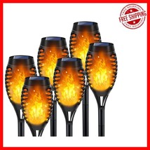 Solar-Powered 6-Pack Torch Lights - Flickering Flame for Outdoor Ambiance - $35.63