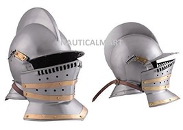 MEDIEVAL KNIGHT 18 GUAGE STEEL BURGONET HELMET BY NAUTICALMART - £197.04 GBP