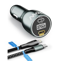 120W Usb C Car Charger All-Metal Pd3.0 100W/20W+18W 3 Ports Car Laptop Charger C - £40.74 GBP