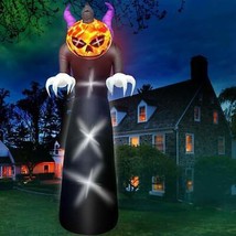 10FT Halloween Inflatables Pumpkin Grim Reaper Blow Up Spinning Flame LED Lights - £50.87 GBP