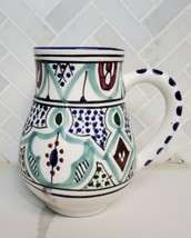 Le Souk Ceramique Malika Stoneware mug Goblet Made In Tunisia hand painted  - £21.70 GBP
