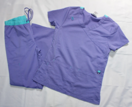 ScrubStar Medical Scrub Set Size XS Purple Blue V-Neck, Pockets - £17.32 GBP