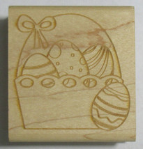 Mason Row Wood Mounted Rubber Stamp Spring Easter Basket With Eggs Mrhl 1022 - £10.23 GBP