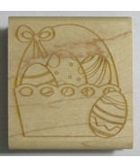 Mason Row Wood Mounted Rubber Stamp SPRING EASTER BASKET WITH EGGS MRHL ... - $14.91