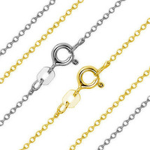 0.80mm 14k Solid Yellow Or White Gold Thin Cable Link Italian Chain Neck... - £91.45 GBP