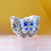 2022 Spring Release 925 Sterling Silver Blue Butterfly Sparkling Charm  - £13.96 GBP