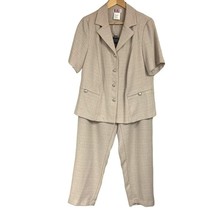 Beige Tan Pantsuit Women’s Size 16 Blazer Jacket Pants Set Business Professional - £34.71 GBP