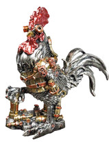 Steampunk Gearwork Robotic Cyborg Rooster Chicken In Battle Armor Figurine - £34.75 GBP