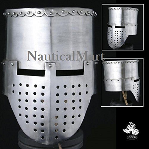 12th - 13th Century Crusader Flat Top Helmet - 14 Gauge