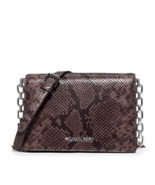 Michael Kors Brinkley MD Python Embossed Leather Cross-Body $358 Cinder ... - £149.55 GBP