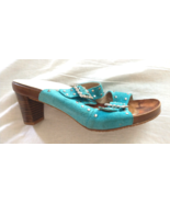 Gorgeous Studded Aqua Suede Vintage Candies EUC-rhinestone buckles-US 8 EU 38/39 - $55.00