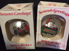 Campbell&#39;s soup Christmas ornaments lot of 2 vtg 1988 &amp; 1989 print on both sides - £7.70 GBP