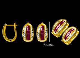 2Carat Princess Simulated Ruby Tire Earrings 14k Yellow Gold Plated Studs-
sh... - £42.09 GBP