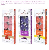 Exotic Jasmine + English Lavender + Rose Bouquet-Pack of 3, Total 30 Candles - £18.13 GBP
