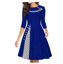 Women&#39;s Retro Polka Dot High Neck Ruffle Dress Size Large - $21.30