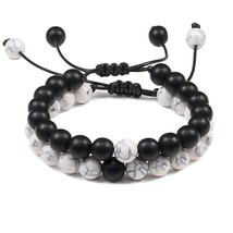 2PCS/Set Braided Bracelets Men Natural Stone YingYang Lava Bead Bracelet Yoga Ba - £14.18 GBP