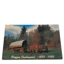 Postcard Blazin The Old Oregon Trail Covered Wagon Oxen Team Chrome Unpo... - £5.54 GBP