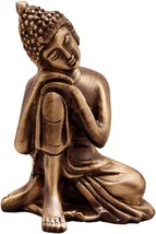 Brass Buddha Resting Showpiece, Brown, Material - Brass, Showpiece for Home Deco - £31.81 GBP
