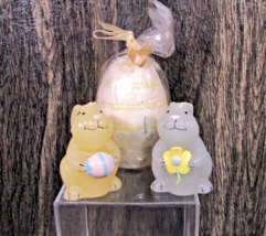 3 White Barn Candle Co Figural Bunny Rabbits Easter Egg Wax Candles Coll... - $14.84