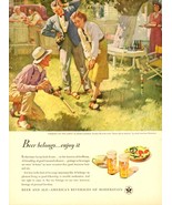 Beer Belongs, Large 1948 Magazine Ad with art by Haddon Sundblom - $8.00