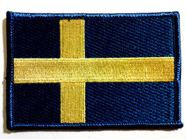 SWEDEN SVERIGE SWEDISH FLAG EMBROIDERED IRON ON PATCH WHOLESALE LOT OF 2... - $24.99