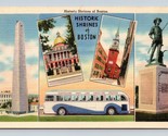 Multiview Historic Shrines Boston Massachusetts MA UNP Unused Linen Post... - £3.07 GBP