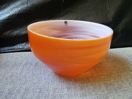 Kosta Sea Glasbruk Orange Glass bowl Sticker attached as is - £23.80 GBP