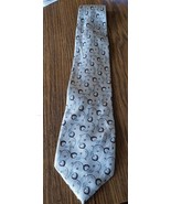 Nautica Men&#39;s Silk Silver Falling Leaves Design 4 Inch Wide Necktie Tie  - £7.76 GBP